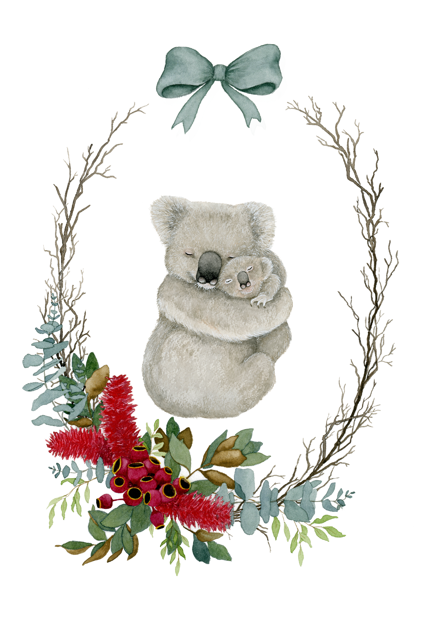 Set of 6 - Aussie Snuggles Blank Christmas Card Set - Young by Design