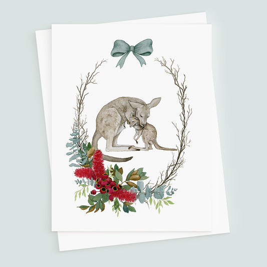The Kangaroos - Blank Christmas Card - Young by Design