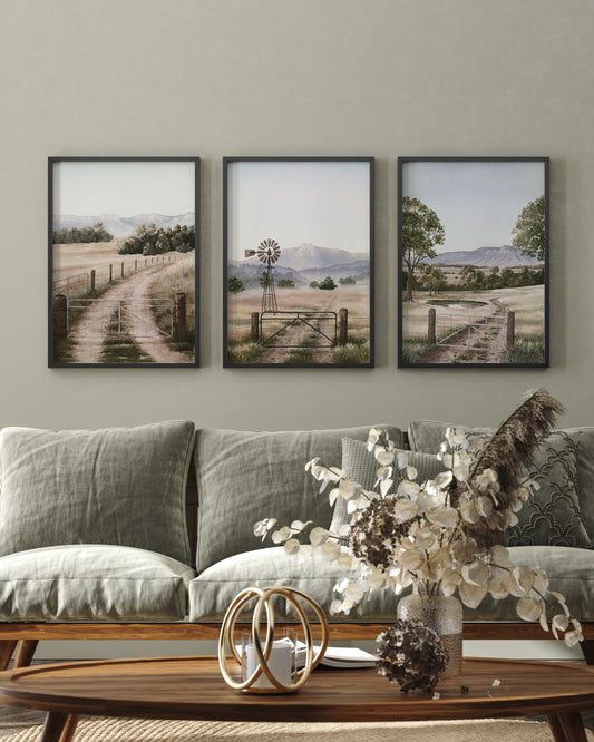 Set of 3 Australian Outback Landscapes