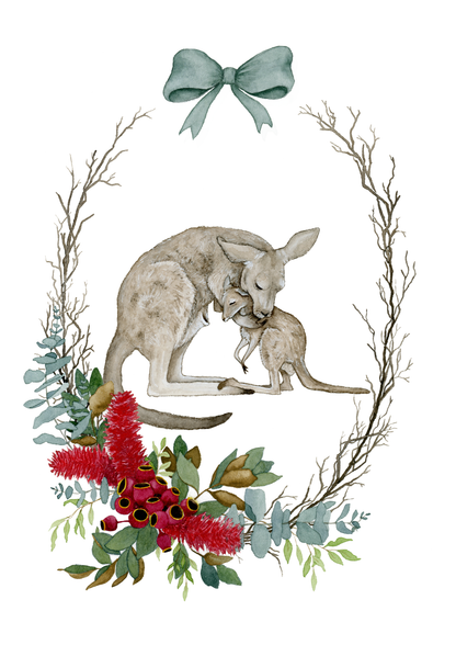 Set of 6 - Aussie Snuggles Blank Christmas Card Set - Young by Design