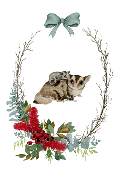 Set of 6 - Aussie Snuggles Blank Christmas Card Set - Young by Design