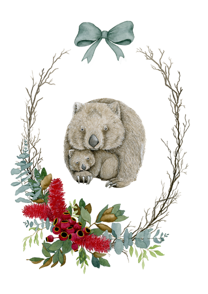 Set of 6 - Aussie Snuggles Blank Christmas Card Set - Young by Design
