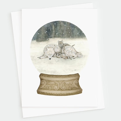 White Wolf Family Christmas Greetings Card - Young by Design